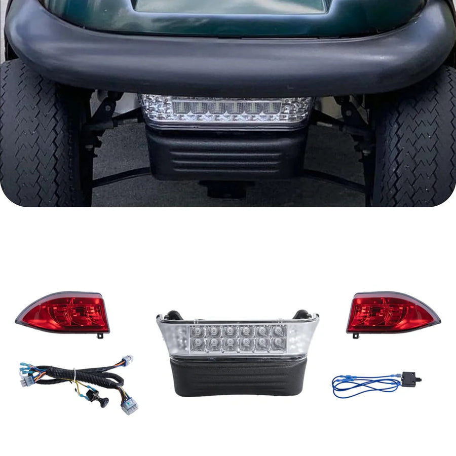 Rainier Parts Golf Cart LED Light Kit for Club Car Precedent, 48V, featuring bright LED bulbs for night safety upgrade