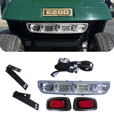 Rainier Parts LED light bar kit for EZ-GO TXT golf carts 1996-2013, enhanced night visibility, easy to install, 12-48V.