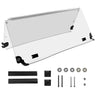 Clear PMMA folding windshield for Club Car Tempo Precedent golf carts by Rainier Parts, lightweight and durable for weather protection.