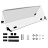 Rainier Parts EZ-GO TXT 2014+ folding clear windshield made of PMMA for golf cart visibility and protection.