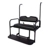 Yamaha Drive 2 black flip seat kit by Rainier Parts, designed for rear golf cart seat upgrade, with premium comfort and safety features.