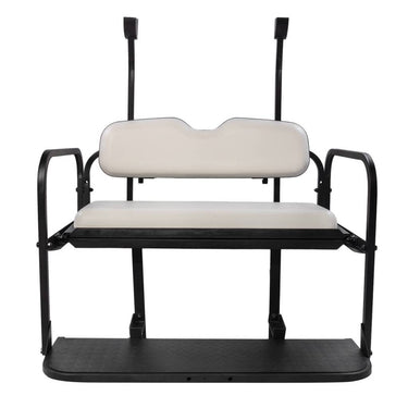 Rainier Parts Club Car TEMPO PRECEDENT white golf cart rear flip seat kit with durable, comfortable seating for golfers.