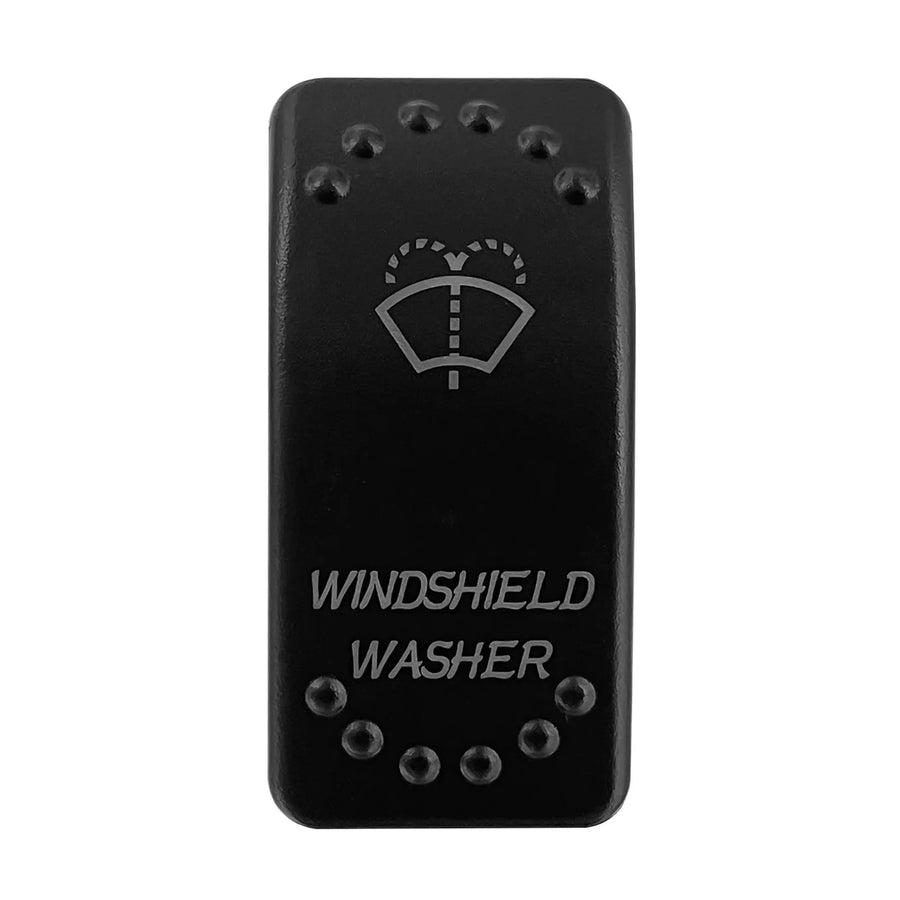 Rainier Parts 12V-24V LED rocker switch with white light, waterproof IP68, SPST DPDT for golf carts, mounted on a panel.