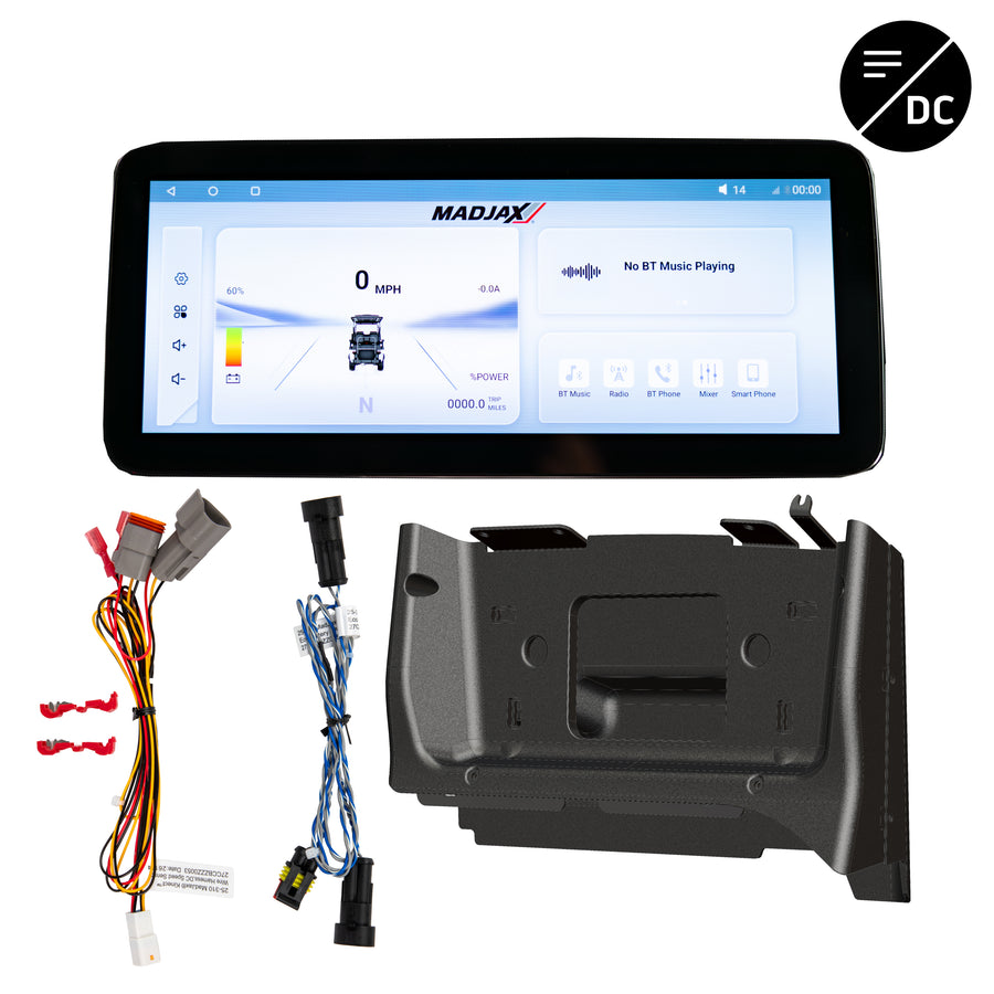 MadJax Kinect display screen kit for Club Car Precedent, Tempo, Onward with Eco Battery and OEM DC Controller, shown installed.