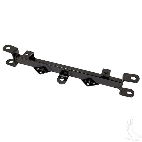 Redhawk front axle weldment for E-Z-Go TXT 4-cycle gas and electric golf carts, shown in a detailed industrial image.