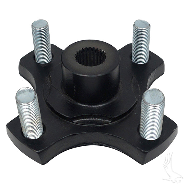 Redhawk electric rear hub for E-Z-Go RXV 08+ golf cart, shown with mounting components and wiring connections.