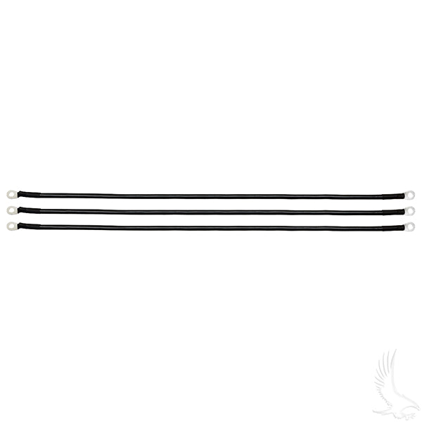 Redhawk battery cable set with three 26-inch 4-gauge cables for 12V Club Car Precedent golf carts, includes positive and negative cables.