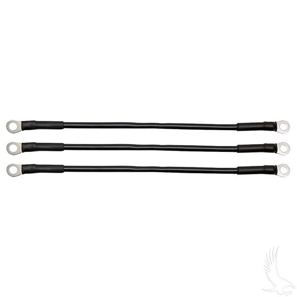 Redhawk battery cable set with three 12-inch, 6-gauge cables for E-Z-Go RXV 08+ golf carts.
