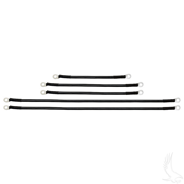 Battery Cable SET, Includes (2) 21" (2) 12" (1) 9" 4 gauge, Club Car Tempo, Onward, Prec w/ 8V Batt