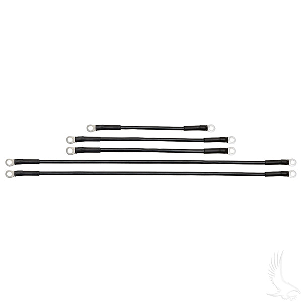 Redhawk battery cable set for Club Car Tempo and Onward with 6-gauge cables, includes 21", 12", and 9" cables for 8V batteries.