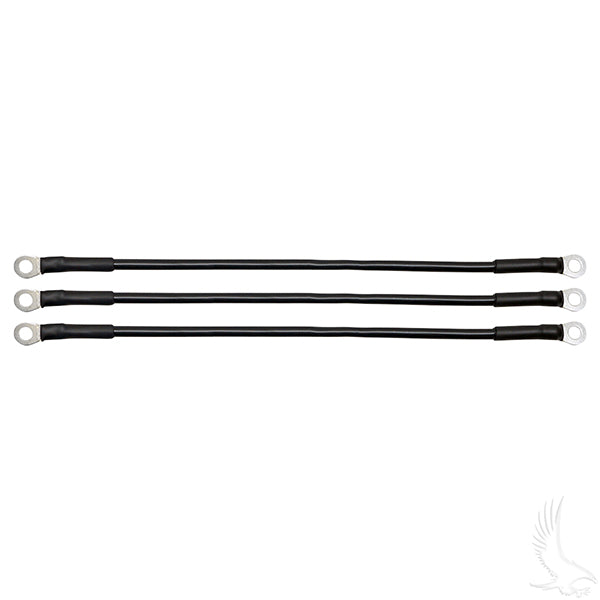 Redhawk battery cable set with three 14-inch 6-gauge cables for Club Car DS 12V batteries, ideal for golf cart electrical wiring.
