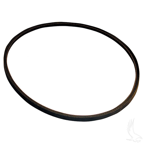 Redhawk generator belt for Club Car gas golf carts, model 84-87, showing the black rubber belt with detailed grooves.