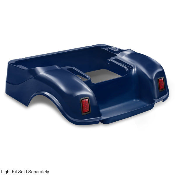 Redhawk DoubleTake rear body for E-Z-Go TXT 96+ golf cart in navy, showing the durable plastic construction and sleek design.