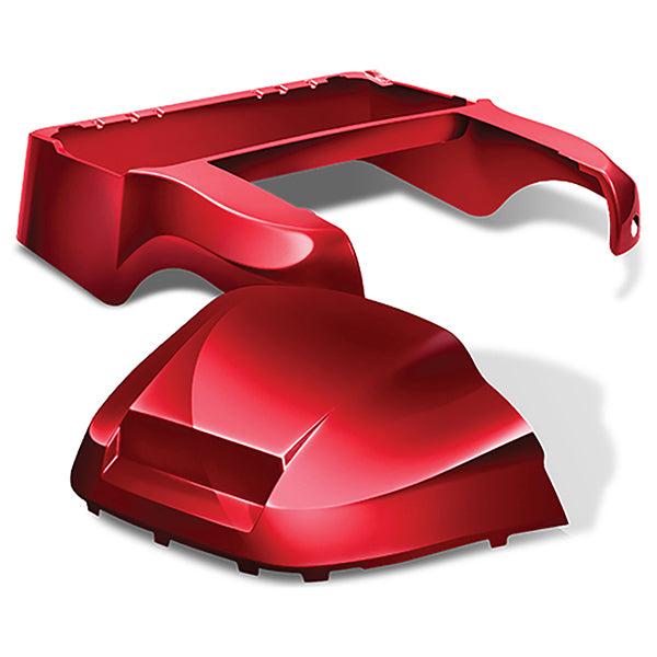 Redhawk DoubleTake Factory Body Kit for Club Car Precedent 04+ in ruby color, showing the sleek, custom-fit body panels.
