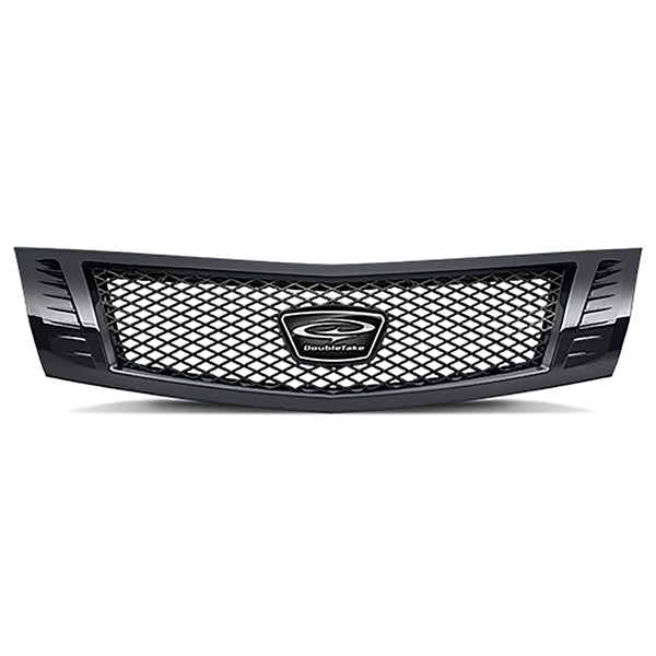 Redhawk DoubleTake Grille in black with Phoenix Diamond pattern for E-Z-Go RXV and Yamaha Drive2 golf carts, showing detailed design.