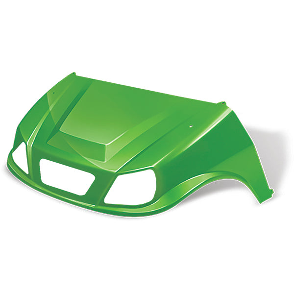 Redhawk DoubleTake Spartan front cowl for Club Car DS in lime, showcasing the durable, vibrant vehicle body part.