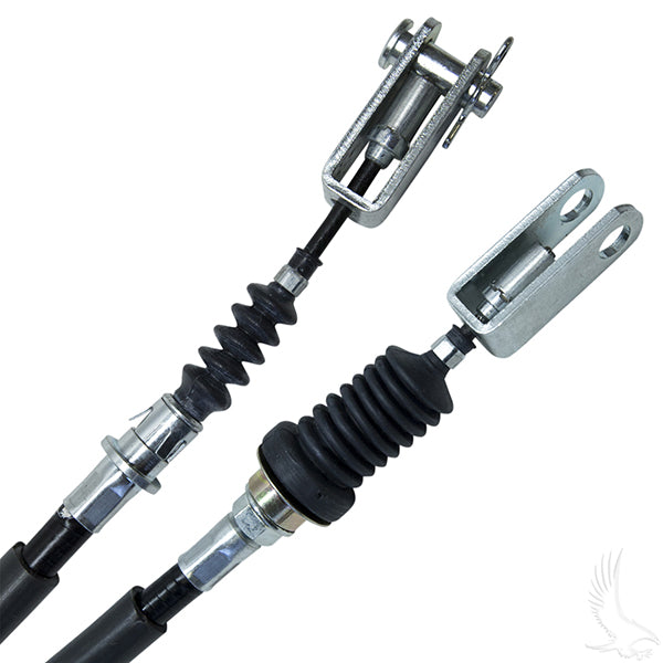 Redhawk brake cable for Yamaha Drive G29 gas 07-14, 46.5 inches long, showing the cable with metal fittings and protective coating.