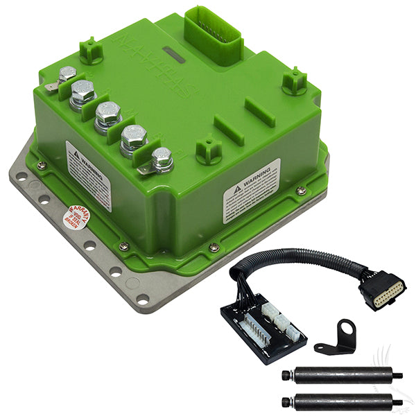 Redhawk Navitas 440A E-Z-Go DCS controller for golf carts, shown in a close-up image highlighting the device and wiring.