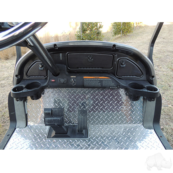 Redhawk carbon fiber dash panel for Club Car Precedent 2004-2008.5 golf cart, showcasing sleek, lightweight dashboard design.