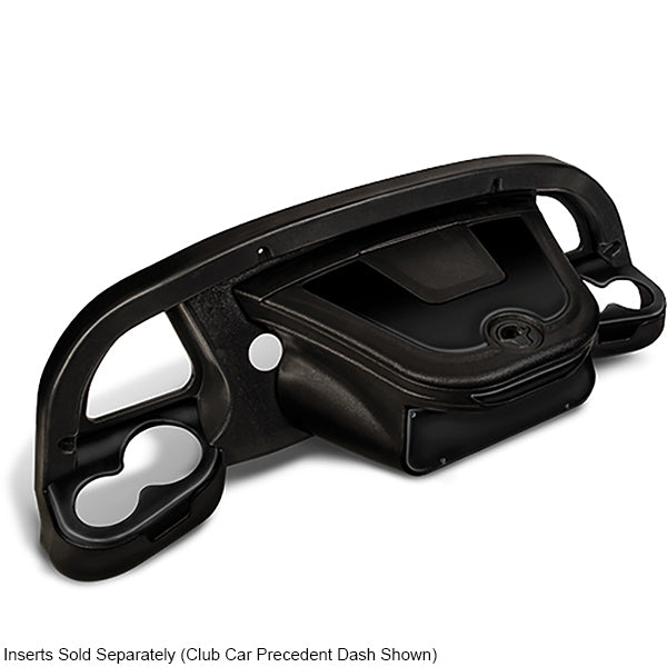 Black DoubleTake Sentry Storage Dash for Club Car DS 00+ golf carts by Redhawk, showing the sleek storage compartment and dashboard area.