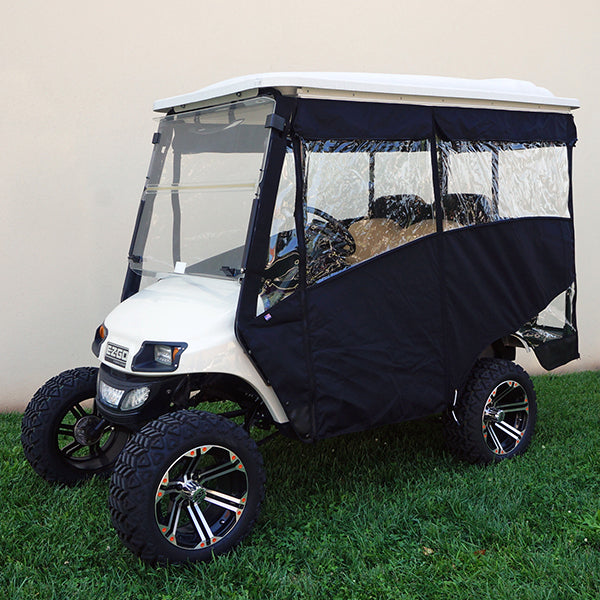 Redhawk Odyssey 88-inch RHOX top black enclosure for E-Z-Go TXT 14+ golf cart, shown in the image.