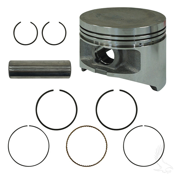 Redhawk piston and ring assembly for Yamaha G22 and G29 gas golf cart engines, standard size, shown in image ENG-264_l.