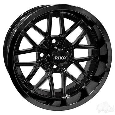 Red Hawk RHOX RX281 14x7 Golf Cart Wheel Gloss Black High Performance Finish For Golf Cart Enthusiasts - Rainier Parts