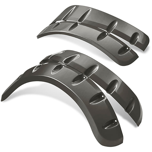 Redhawk DoubleTake Fender Flare Set in graphite for Phoenix Body E-Z-Go TXT 96+ golf cart, shown on vehicle with flares attached