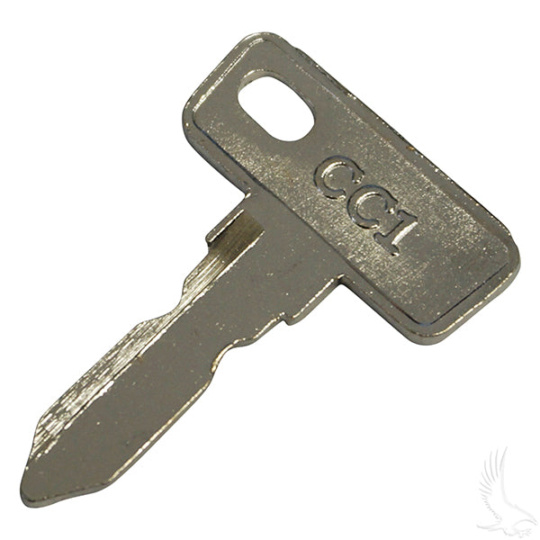 Redhawk key for Club Car gas and electric golf carts, including Tempo, Onward, Precedent, and DS models, bag of 20.