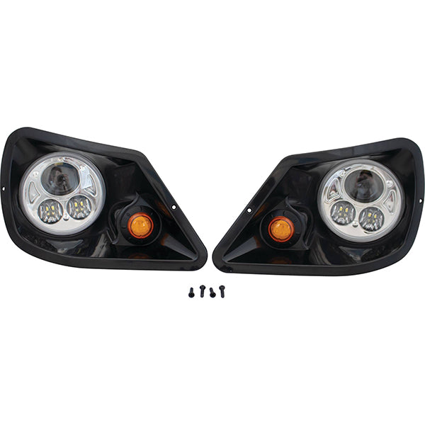 Redhawk DoubleTake Spartan and Titan LED headlights showing sleek, high-performance headlight units with bright LED bulbs.