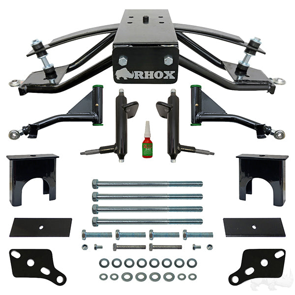 Redhawk RHOX 6-inch standard A-arm lift kit for Club Car Tempo and Onward golf carts, with upgraded suspension components.