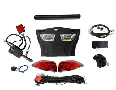 Rainier Parts LED light kit with bumper for Club Car PRECEDENT golf cart, featuring automotive-style upgrade and sleek design.