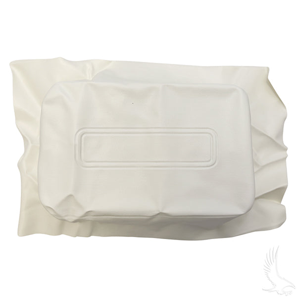 White seat back cover for Club Car golf cart, compatible with models 2000 and earlier, by Redhawk.