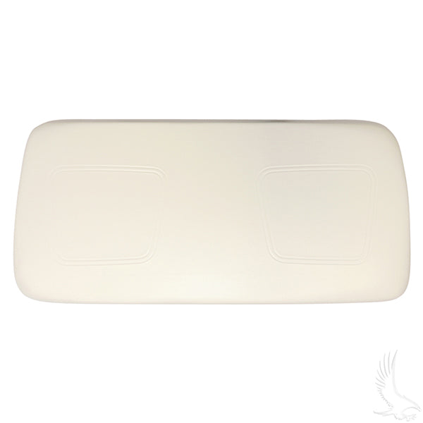 White seat bottom assembly for Club Car golf carts, new style 00+ by Redhawk, showing the cushioned seat and mounting hardware.