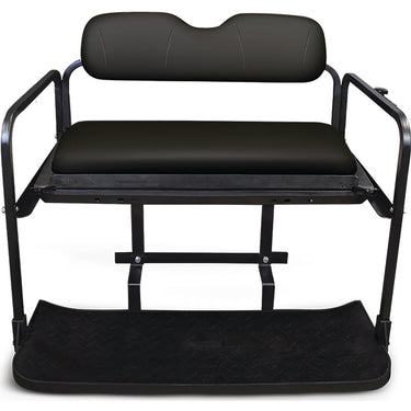 Red Hawk OEM Rhino Seat Kit SEAT-111BLK for EZGO TXT golf cart, black seat with durable construction and cushioned comfort.