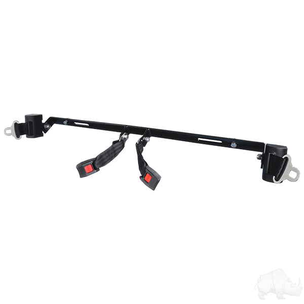 Redhawk seat belt kit with two 36-inch fully extended seat belts, brackets, and hardware for vehicle safety.