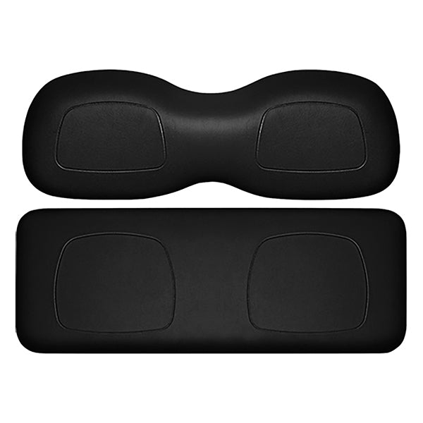 Redhawk DoubleTake Classic rear cushion set in black, universal fit, shown in a close-up view of the cushion and seat attachment