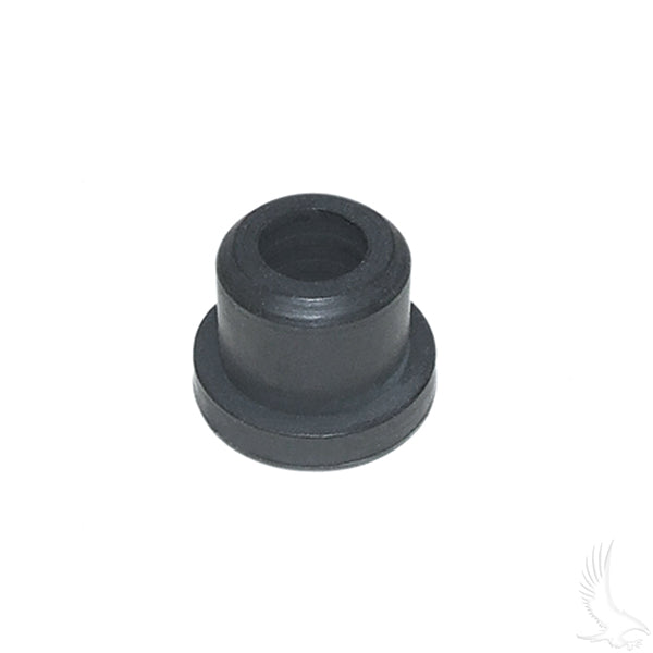 Redhawk rubber rear leaf spring bushing for E-Z-Go and Club Car golf carts, shown in close-up view.