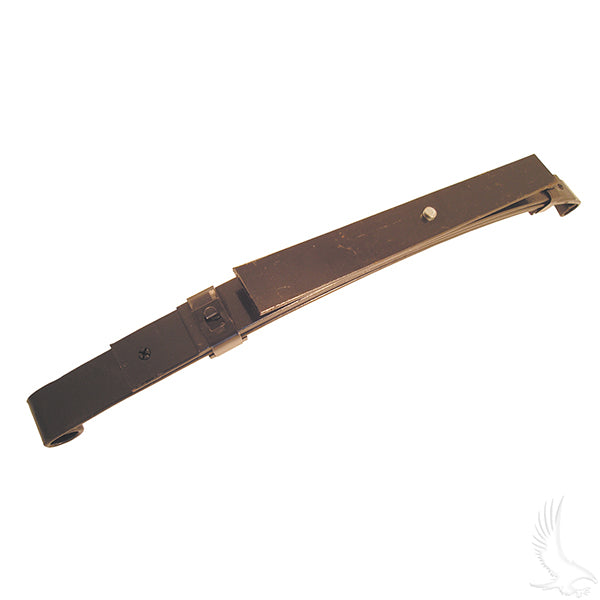 Redhawk rear heavy-duty 4-leaf spring for Club Car 81+ golf carts, showing the sturdy leaf spring assembly with mounting brackets.