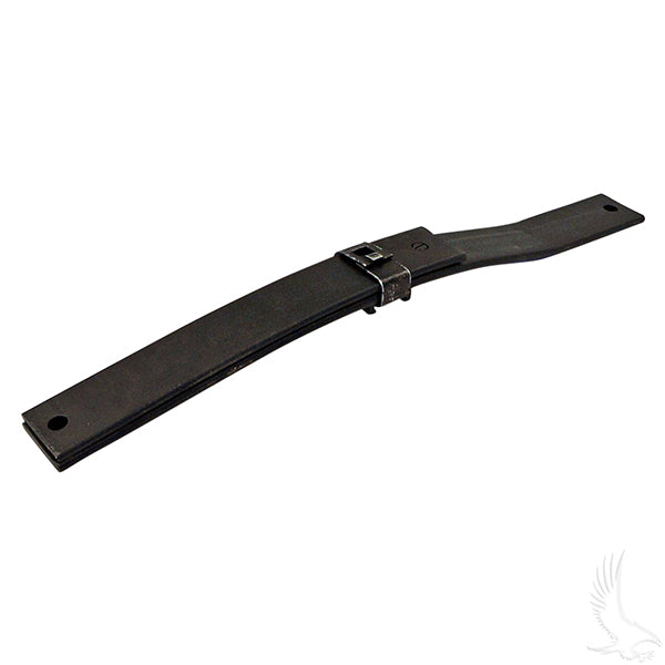 Front standard duty leaf spring for E-Z-Go 04+ golf carts, Redhawk brand, showing the metal spring with mounting points.