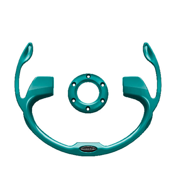 Redhawk DoubleTake Pilot steering wheel inserts in teal, universal fit, shown on a car steering wheel for customization.