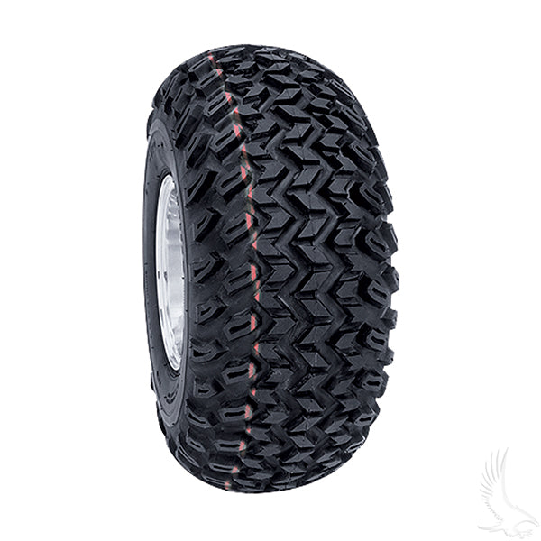 Redhawk Duro Desert directional tire, 23x10.5-12, 4-ply construction, showcasing rugged tread pattern for off-road use.