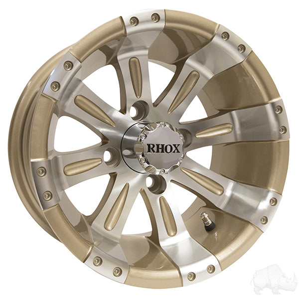Redhawk RHOX Vegas 12x7 machined alloy wheel with pearl finish and center cap, featuring ET-25 offset.