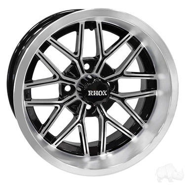 Red Hawk RX281 Wheel RHOX RX281 14x7 Gloss Black ET25 Durable High Performance For Golf Carts - Rainier Parts