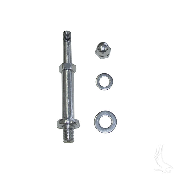Redhawk Yamaha G22 front strut mounting bolt (cheater bolt) shown, used for securing suspension components in golf carts.