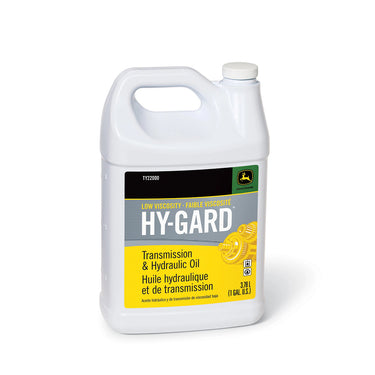 John Deere TY22000 Transmission and Hydraulic Oil, Low Viscosity Hy-Gard™, 3.78 Liter (1 Gallon) for agricultural and construction machinery, providing superior wear protection and rust prevention.