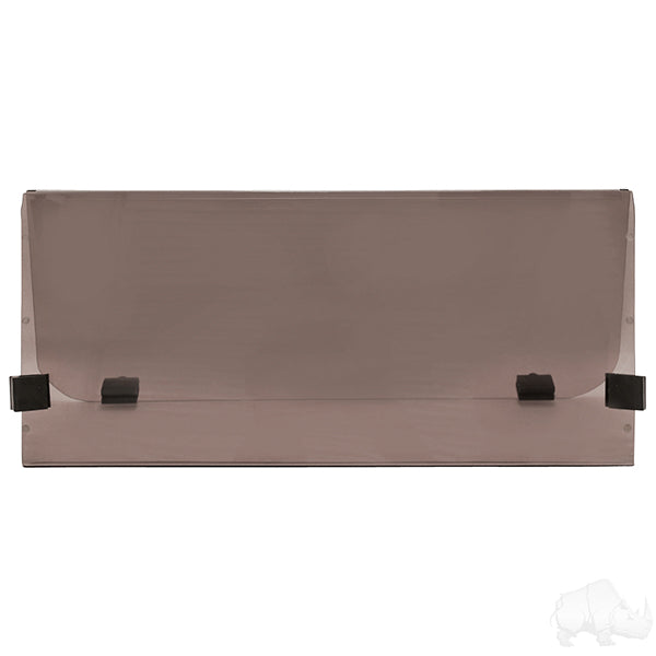 Impact modified tinted 2-piece windshield for Club Car DS, new style, by Redhawk, featuring a sleek, impact-resistant design.