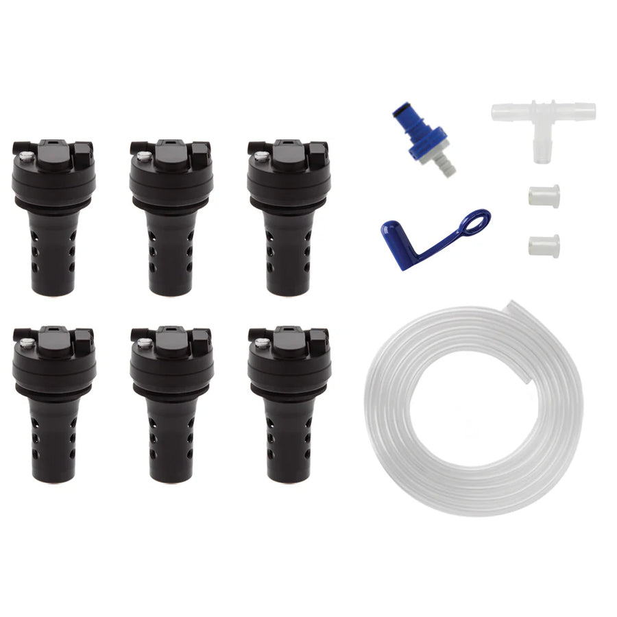 Battery Watering Technologies Battery Watering Kit with VB TBU Valve for 6-cell batteries, used for maintenance and fluid management.