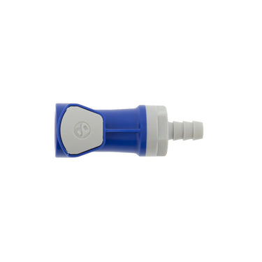 Blue Female Connector by Battery Watering Technologies, 1/4 inch secure connection for efficient battery watering maintenance.