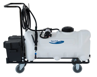 BATTERY WATERING TECHNOLOGIES NC5250P - 25 Gallon Watering Cart with Grey Connector designed for efficient battery watering in industrial settings.